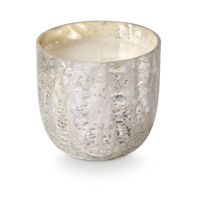 North Sky White Soy Crackle Glass Candle