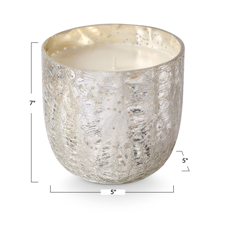 North Sky White Soy Crackle Glass Candle