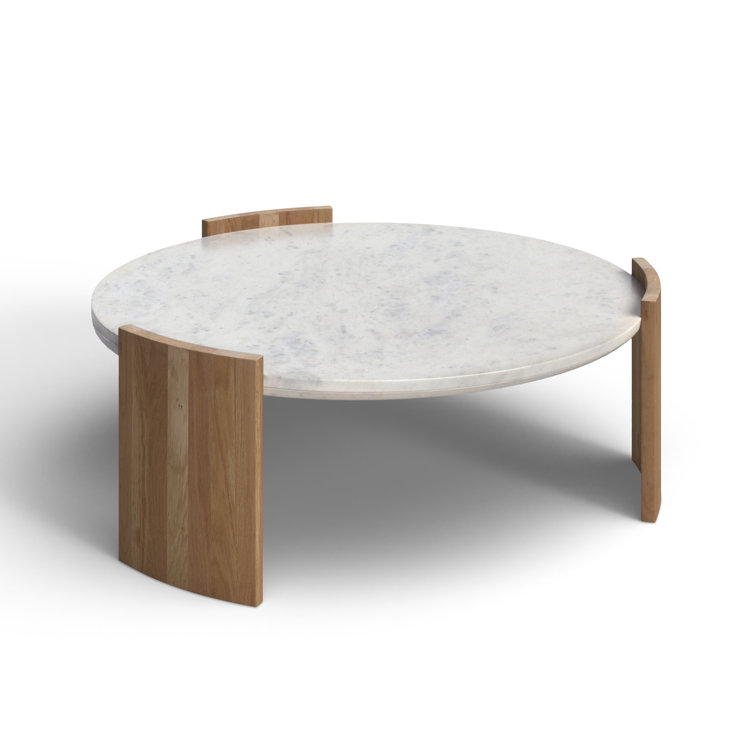 Whilem French Deco White Marble Round Coffee Table