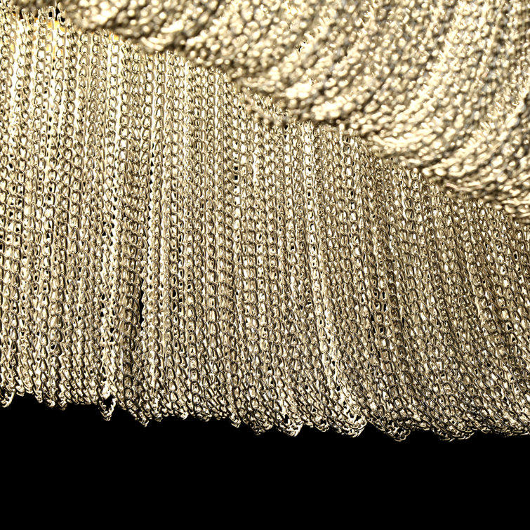 Brass Oval LED Chandelier with Metal Tassel Accents