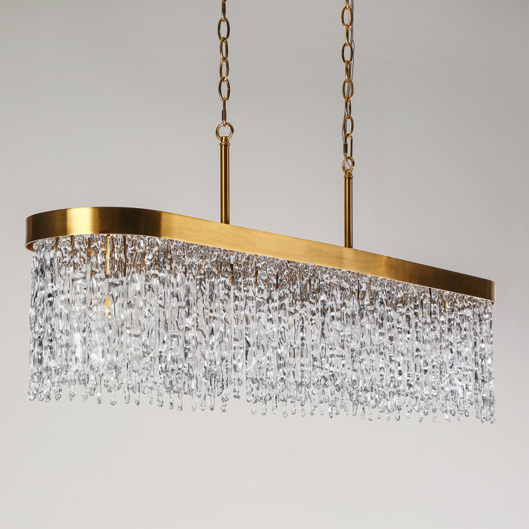 Gold and Clear Glass 5-Light Kitchen Island Chandelier