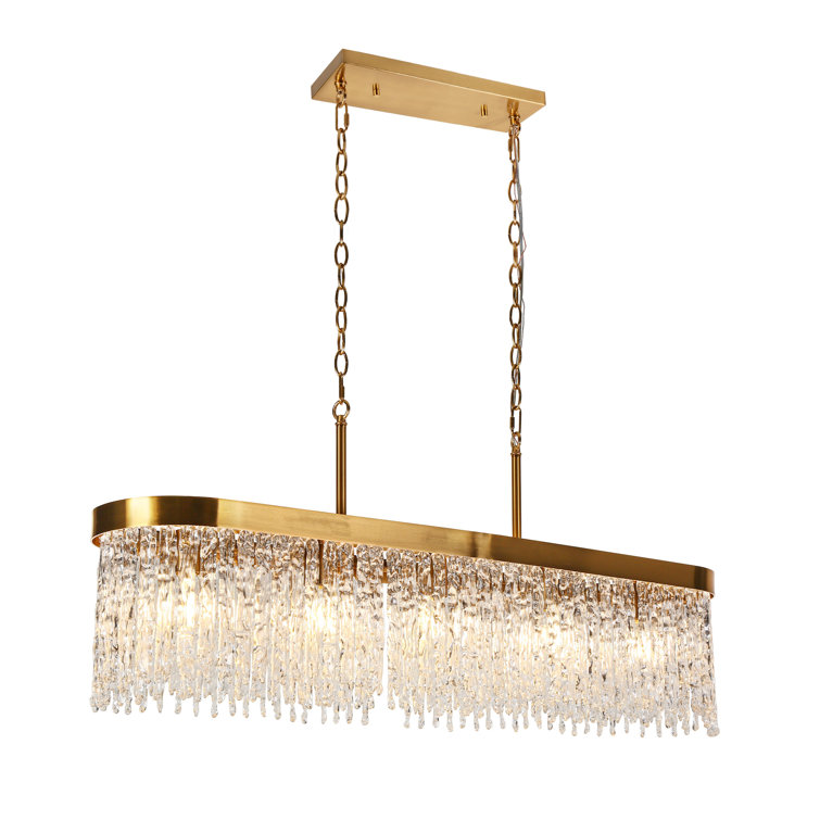 Gold and Clear Glass 5-Light Kitchen Island Chandelier