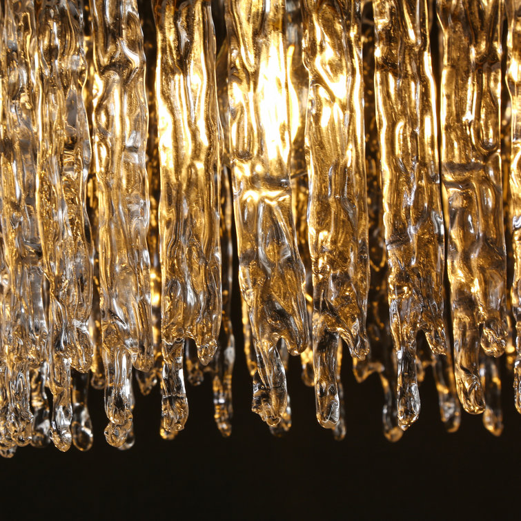 Gold and Clear Glass 5-Light Kitchen Island Chandelier