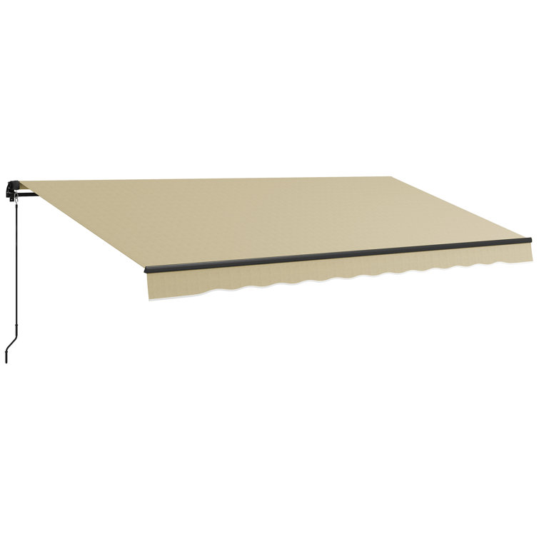 Beige 16' x 10' Retractable Patio Awning with Manual Crank