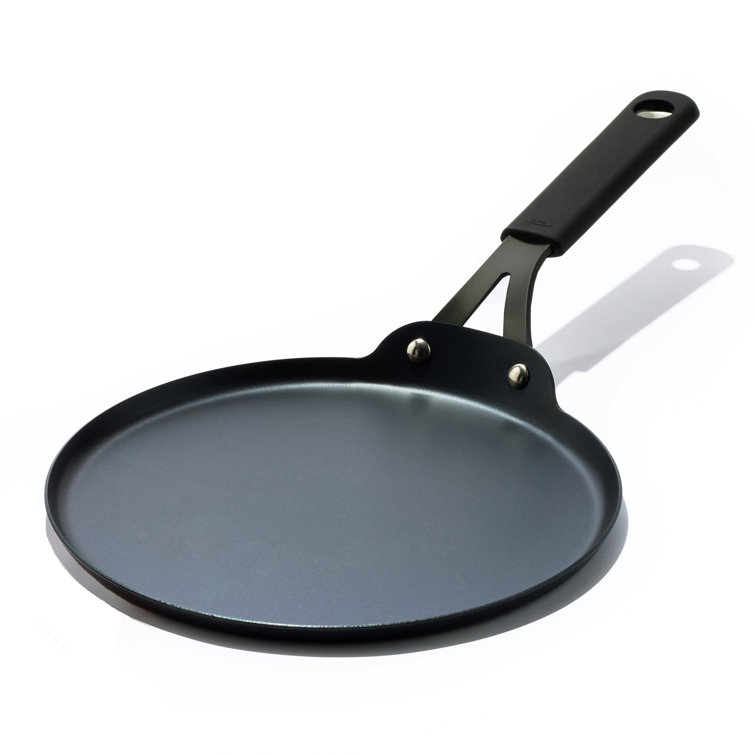 OXO Obsidian Black Carbon Steel 10" Crepe Pan with Silicone Sleeve