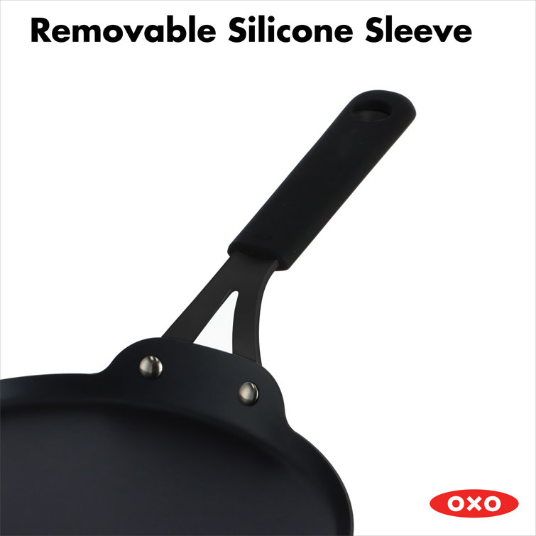 OXO Obsidian Black Carbon Steel 10" Crepe Pan with Silicone Sleeve