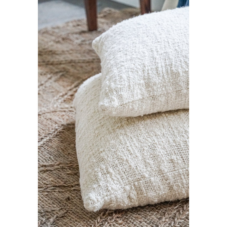 Cozy Cotton White Boucle Euro Pillow Cover 26x26