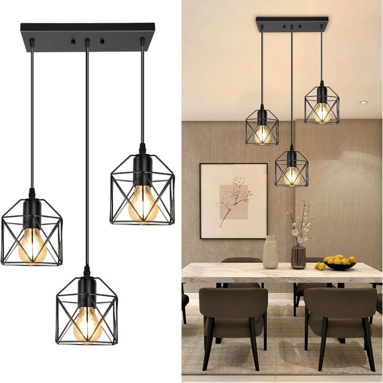 17 Stories Aiza 3 - Light Matte Black LED Kitchen Island Pendant