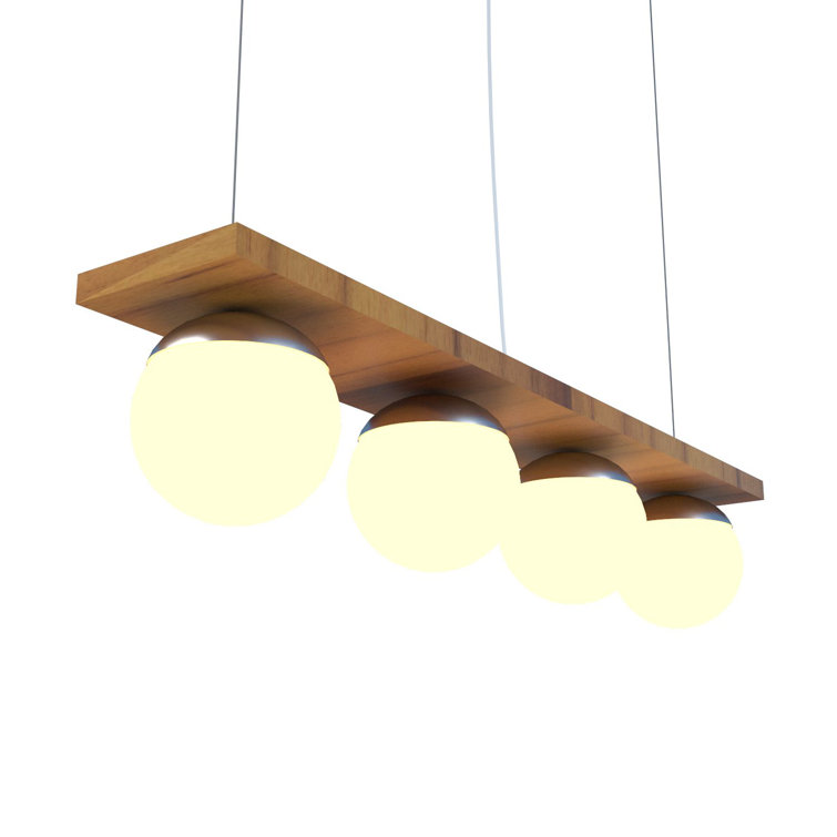 Teak and Glass Contemporary LED Pendant Light