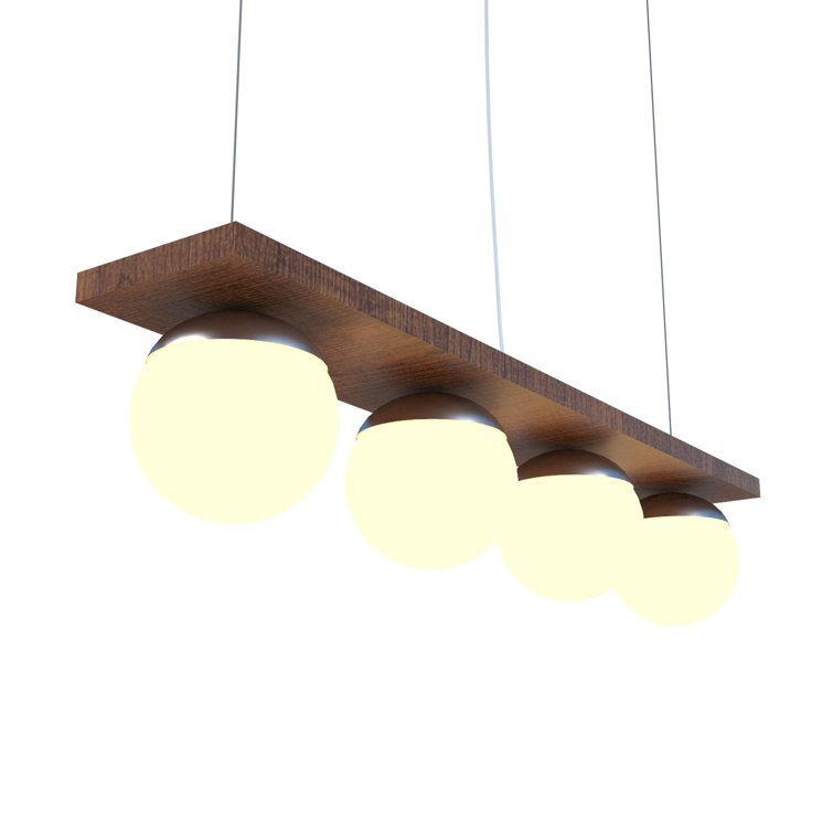 Imbuia Wood and Glass LED Pendant Light