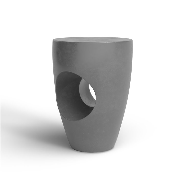 Transitional Aishi 14" Round Acrylic Gray-Brown Accent Table