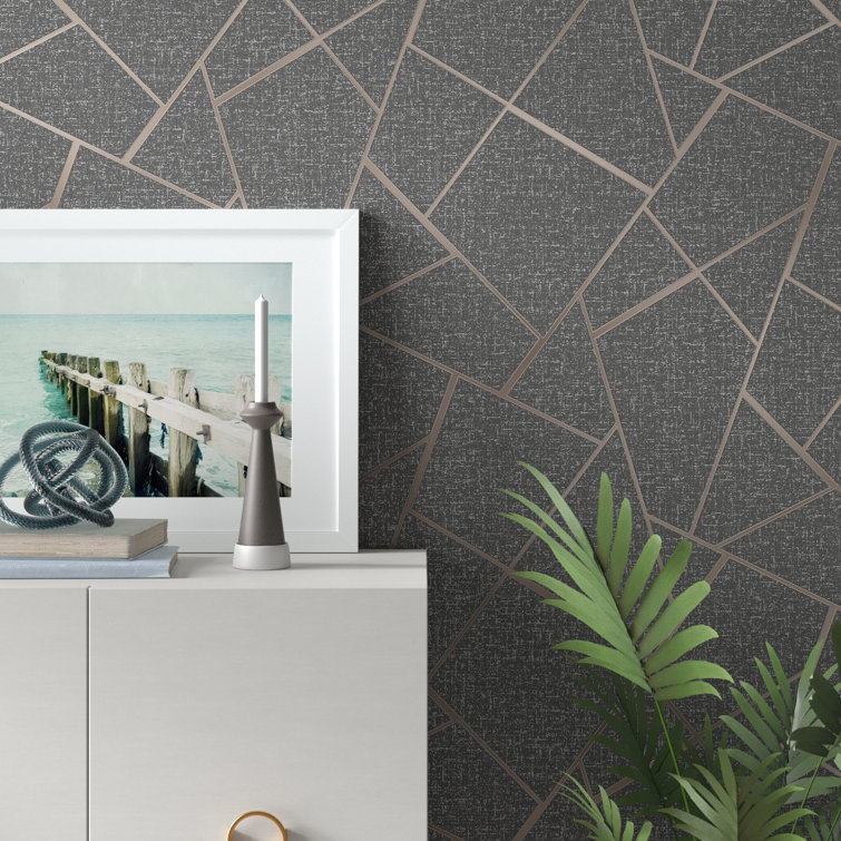Quartz Copper Geometric Distressed Wallpaper Roll