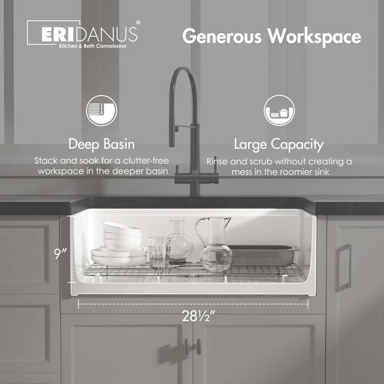Yorkshire 30" White Fireclay Farmhouse Kitchen Sink with Accessories