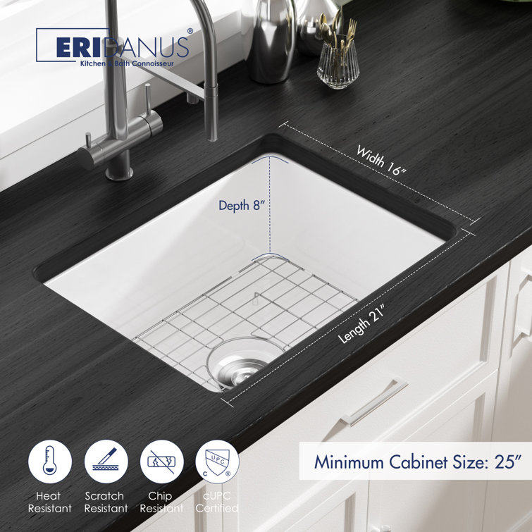 Oslo White Fireclay Single Bowl Undermount Kitchen Sink with Accessories