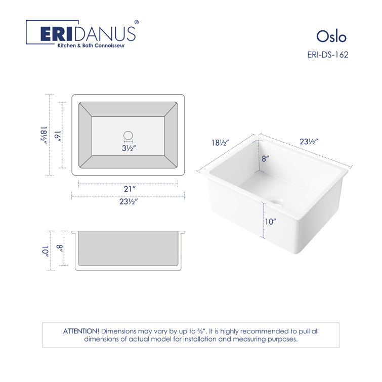 Oslo White Fireclay Single Bowl Undermount Kitchen Sink with Accessories