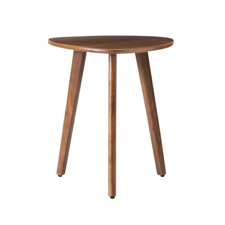 Walnut Triangular Solid Wood 3-Leg End Table