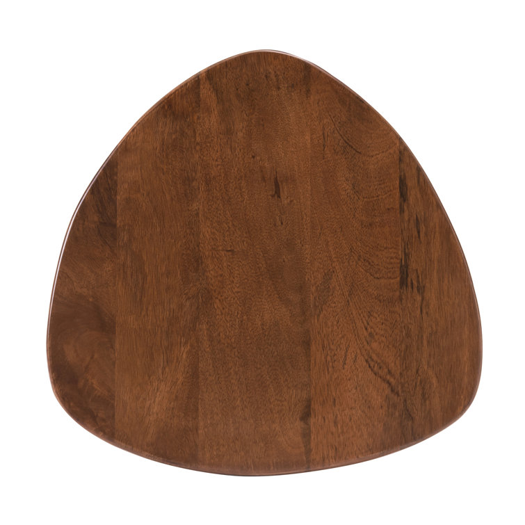 Walnut Triangular Solid Wood 3-Leg End Table