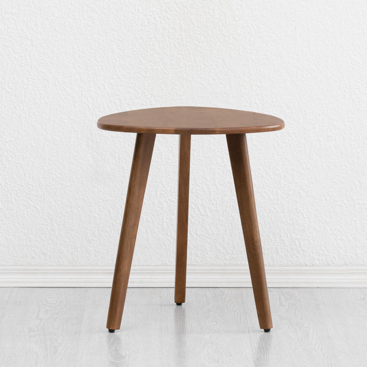 Walnut Triangular Solid Wood 3-Leg End Table
