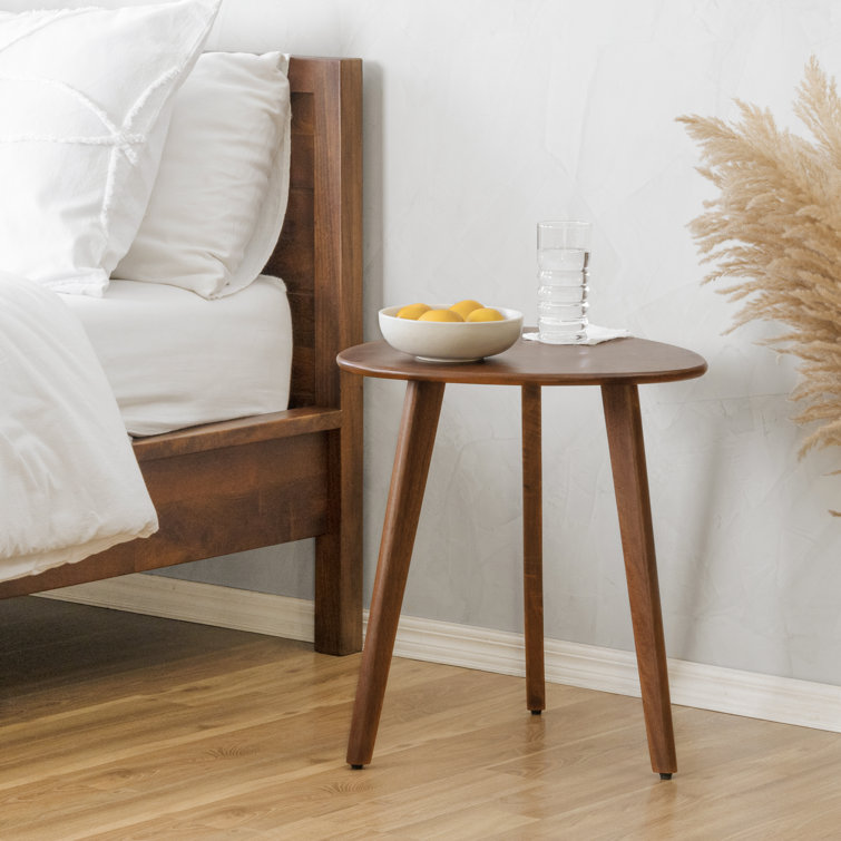 Walnut Triangular Solid Wood 3-Leg End Table