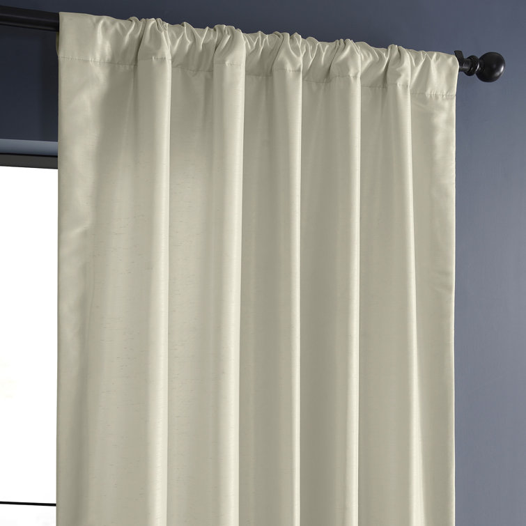 Off-White Faux Silk Room Darkening Curtain Panel, 50'' W x 108'' L