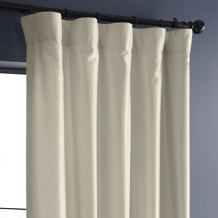 Off-White Faux Silk Room Darkening Curtain Panel, 50'' W x 108'' L