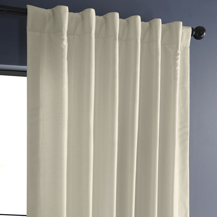 Off-White Faux Silk Room Darkening Curtain Panel, 50'' W x 108'' L