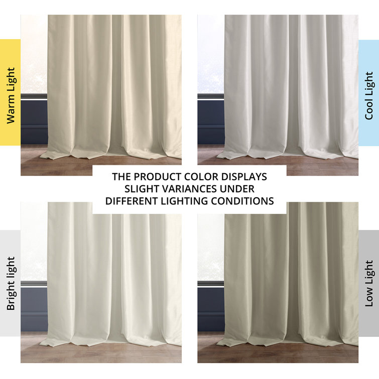 Off-White Faux Silk Room Darkening Curtain Panel, 50'' W x 108'' L
