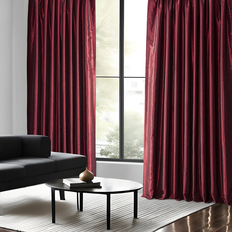 Ruby Faux Dupioni Silk Room Darkening Curtain Panel
