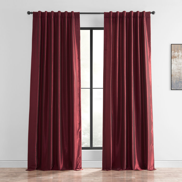 Ruby Faux Dupioni Silk Room Darkening Curtain Panel