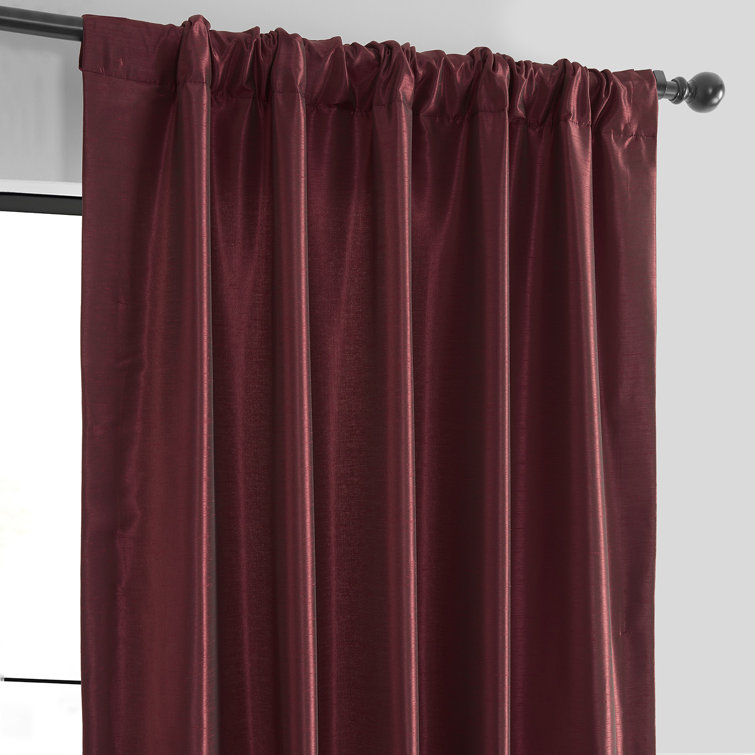 Ruby Faux Dupioni Silk Room Darkening Curtain Panel