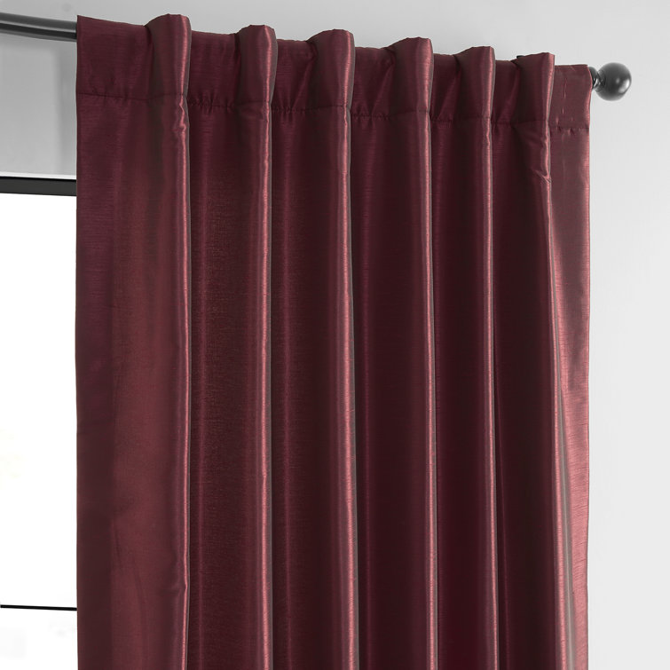 Ruby Faux Dupioni Silk Room Darkening Curtain Panel