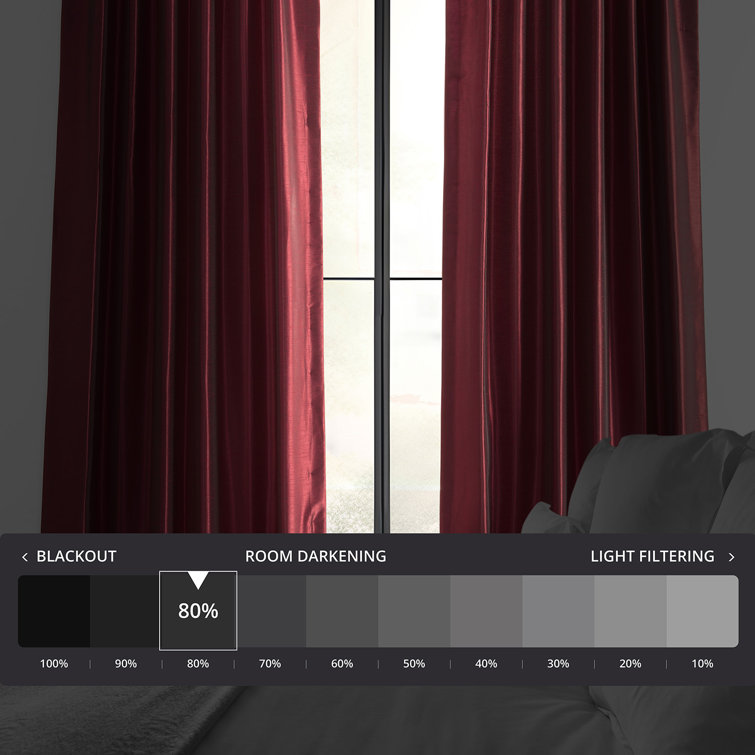 Ruby Faux Dupioni Silk Room Darkening Curtain Panel