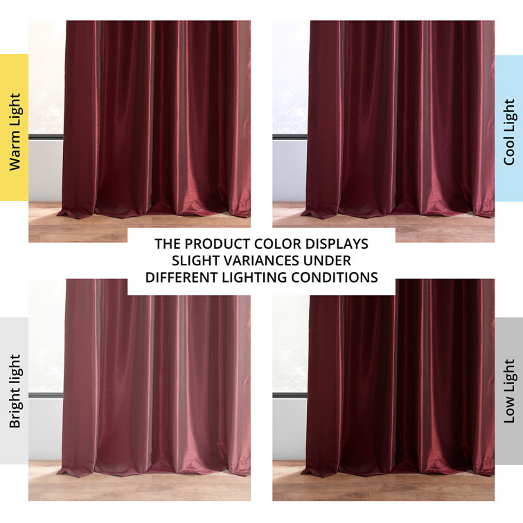 Ruby Faux Dupioni Silk Room Darkening Curtain Panel