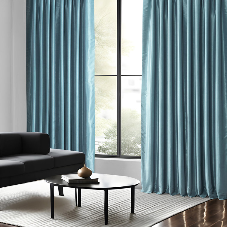 Ruby Faux Dupioni Silk Room Darkening Curtain Panel