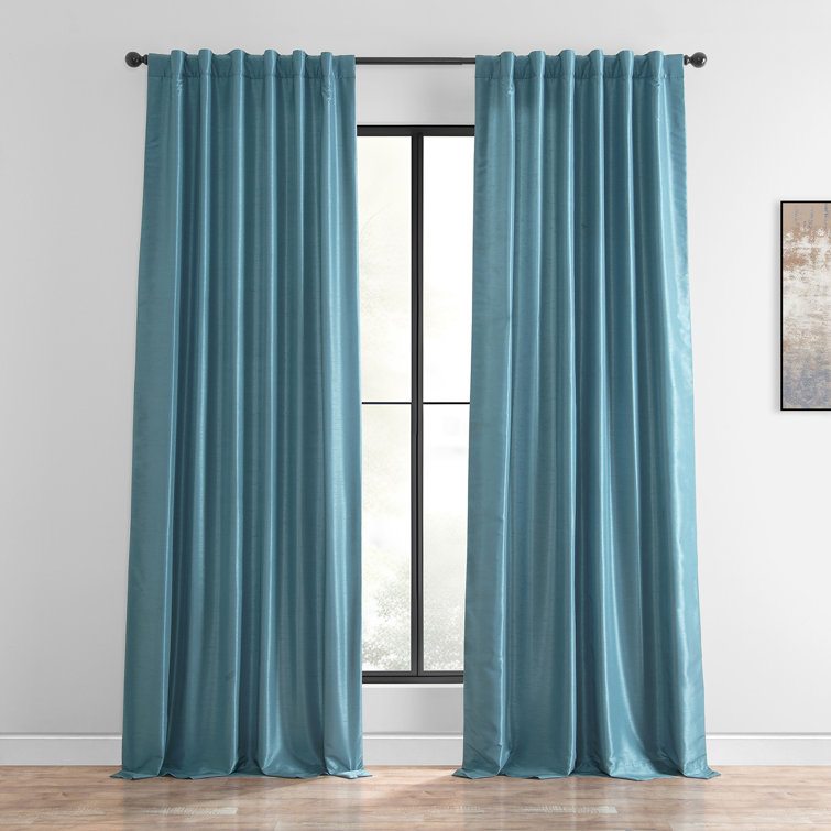 Ruby Faux Dupioni Silk Room Darkening Curtain Panel