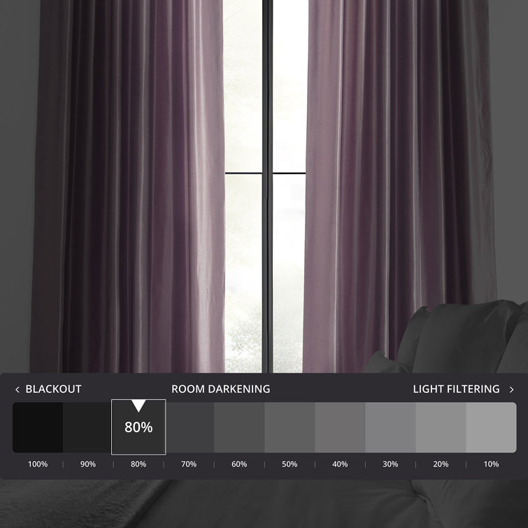 Smokey Plum Faux Silk Room Darkening Curtain Panel