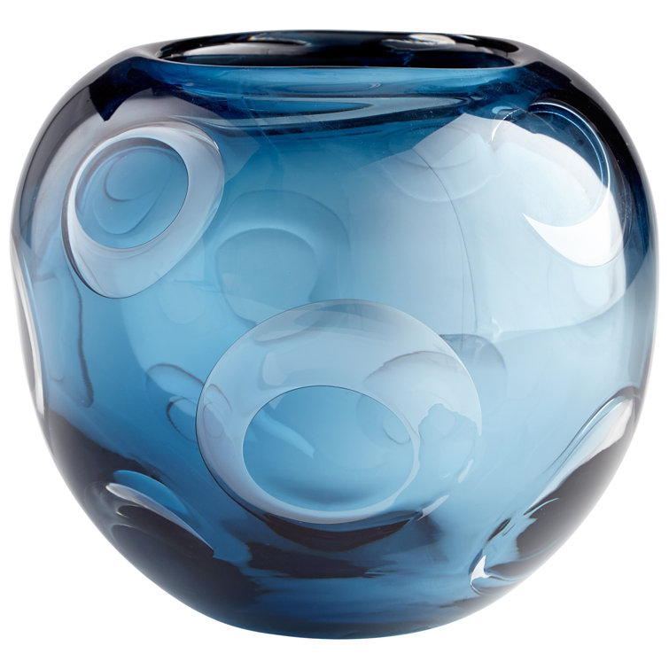Electric Blue Geometric Glass Table Vase