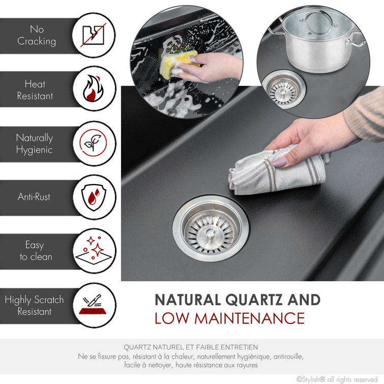 Pietra STYLISH Kinbrook Dual Mount 28" Workstation Single-Bowl Composite Granite Kitchen Sink