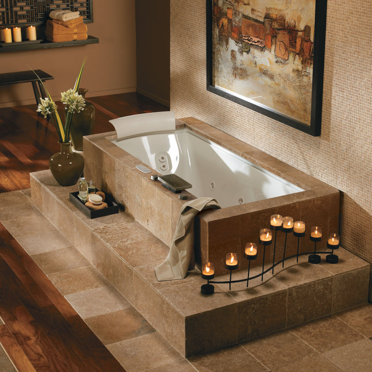 Fuzion Black Acrylic Drop-in Whirlpool Bathtub with Jets