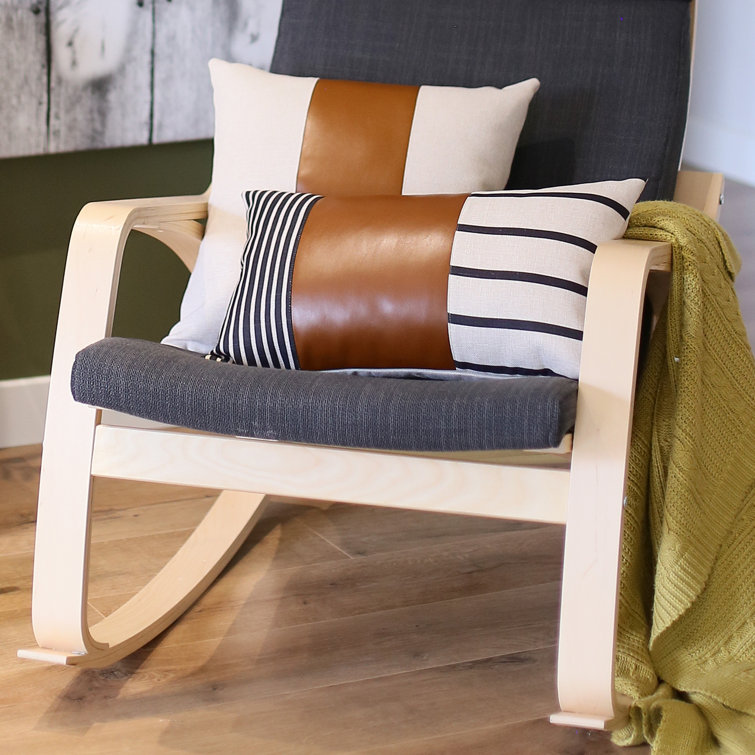 Brown and Ivory Striped Faux Leather Lumbar Pillow Covers, 12" x 20"