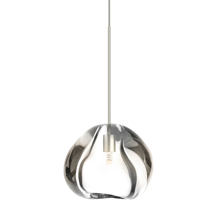 Mini Blob 4" LED Pendant Light in Satin Nickel with Clear Glass
