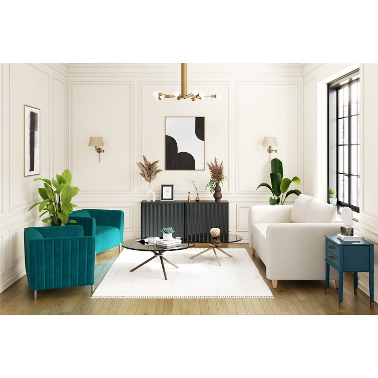Emerald Green Velvet Accent Chair with Manufactured Wood Frame