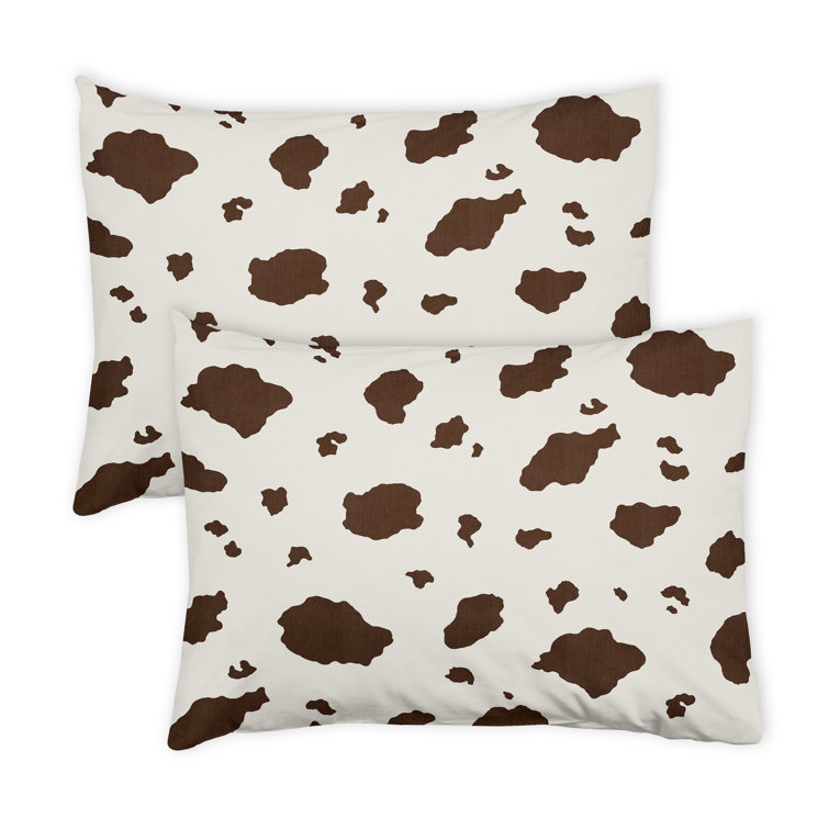 Cow Print Brown and Cream Polyester Pillow Shams, Standard/Queen