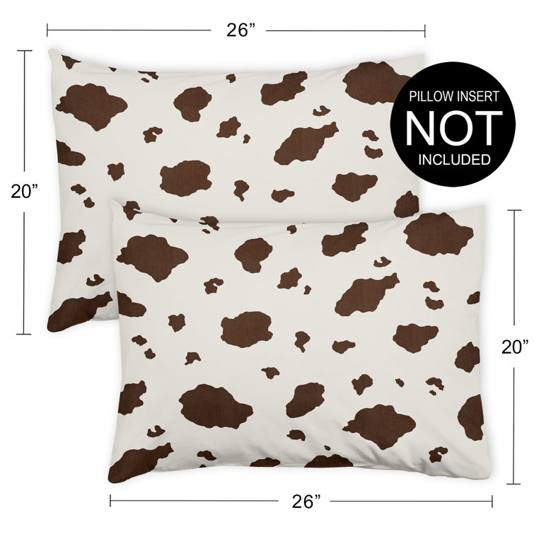 Cow Print Brown and Cream Polyester Pillow Shams, Standard/Queen