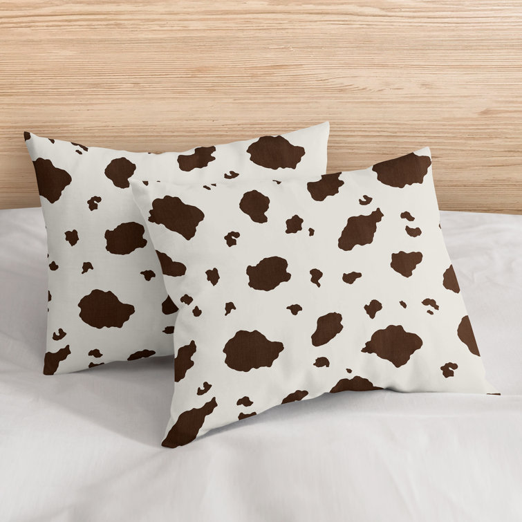 Cow Print Brown and Cream Polyester Pillow Shams, Standard/Queen