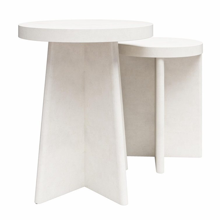 Liam Faux Plaster Round End Tables, Set of 2