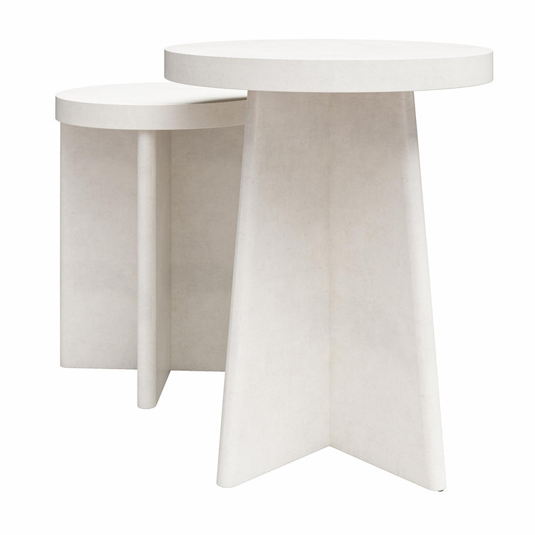 Liam Faux Plaster Round End Tables, Set of 2