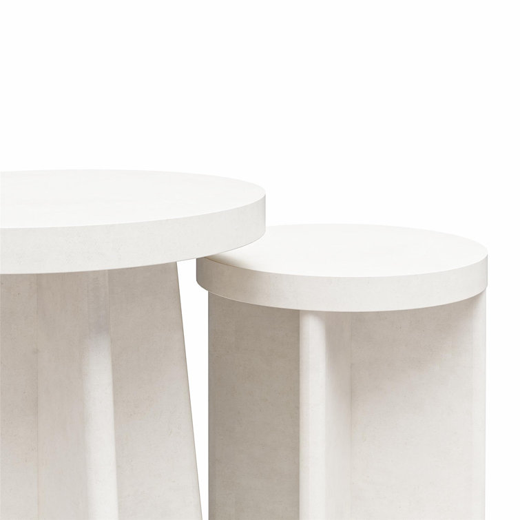 Liam Faux Plaster Round End Tables, Set of 2
