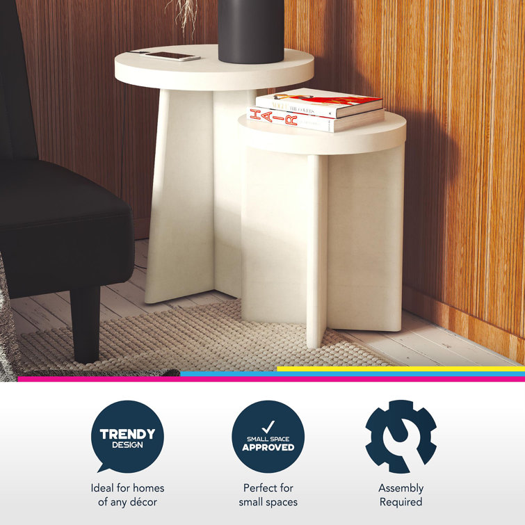 Liam Faux Plaster Round End Tables, Set of 2