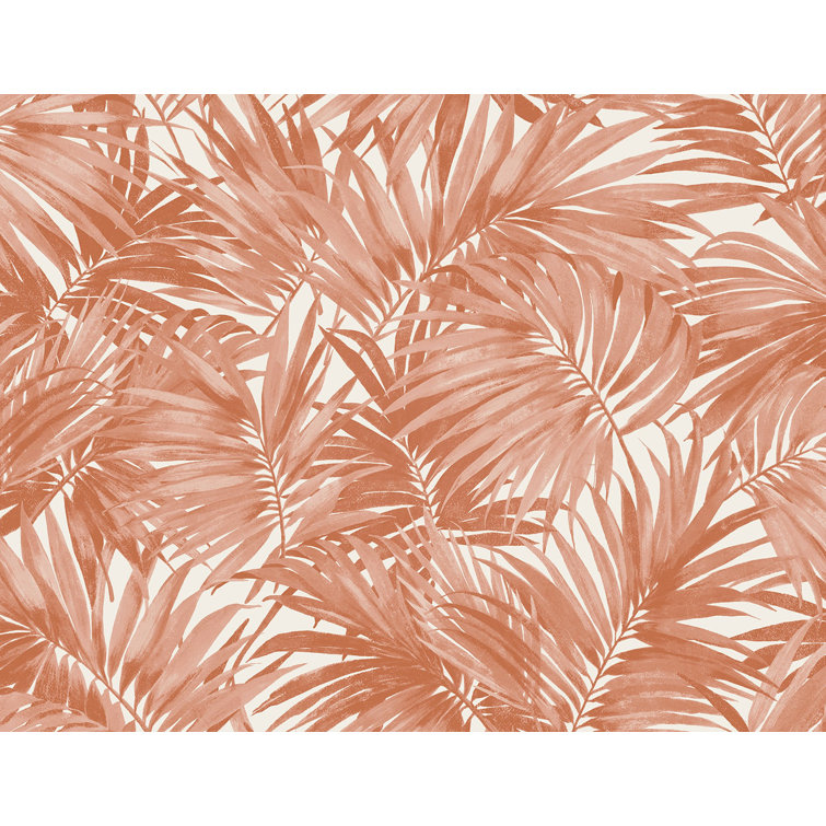 Coral Cordelia Tossed Palms Embossed Vinyl Wallpaper Roll